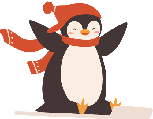 Sledding Snow Penguin